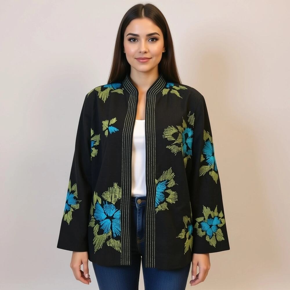 Silk Land women's 95% Silk  embroidered jacket. Retails $150
